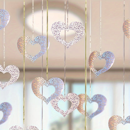 70pcs Sparkling Heart & Star Sequin Hanging Decorations - Perfect for Weddings, Birthdays, Bedroom Ambiance | Durable, Easy-to-Hang Plastic, No Power Needed, Wedding Decor.