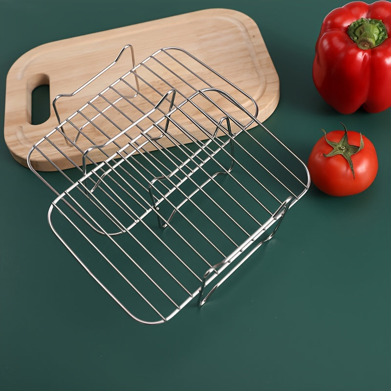 Multi-functional Stainless Steel Steamer & Baking Rack - Ideal for Air Fryers, Kitchen Tools & Add-ons.