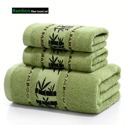 Set of 3 Bamboo Fiber Towels: 1 Bath Towel (69.85*139.7cm) and 2 Hand Towels (33.02*73.66cm). Ideal for household or bathroom use.