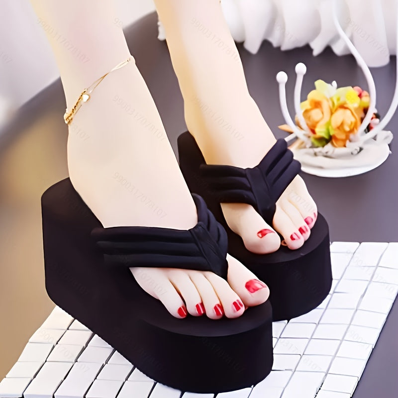 Flat, lightweight wedge sandals for women, perfect for casual summer wear.