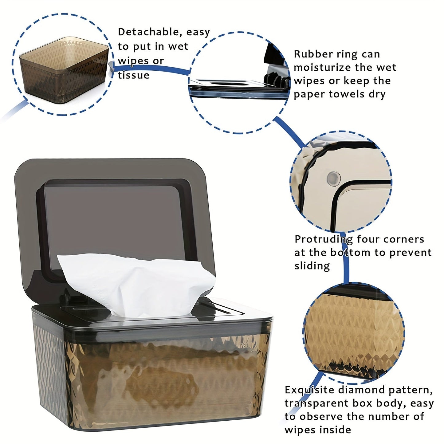 Dispenser for Wipes, Holder for Adult Wipes, Box for Wipes Storage, Container for Refillable Wipes