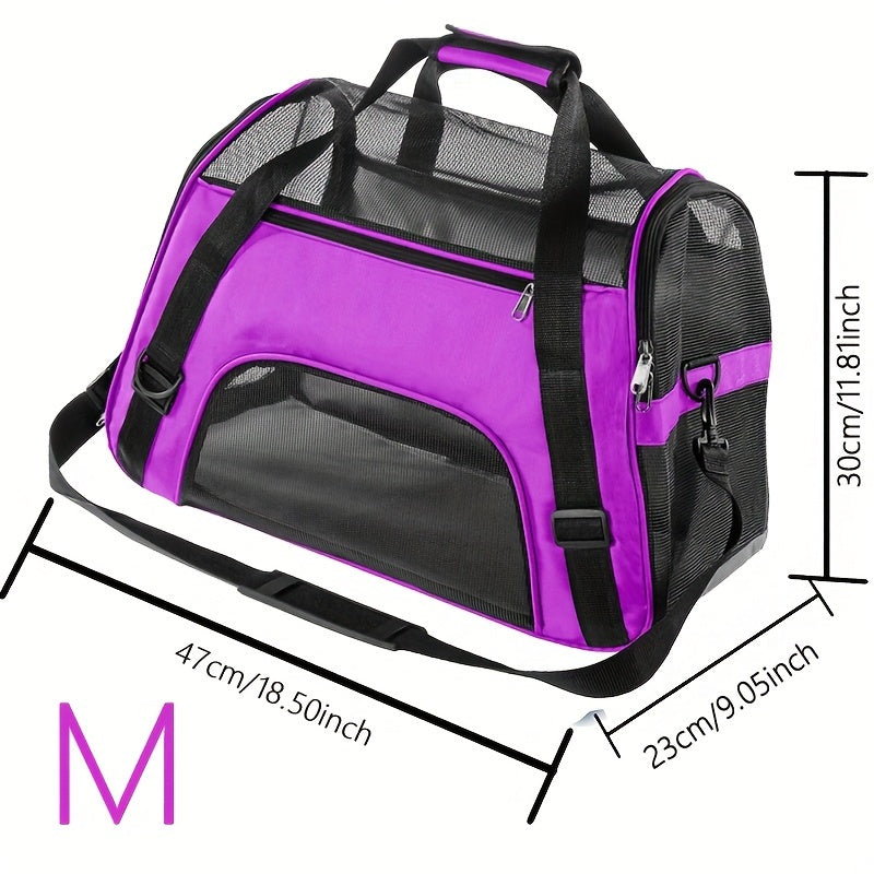 Pet travel carrier for cats and dogs - lightweight, foldable, safe, comfortable, and ventilated.