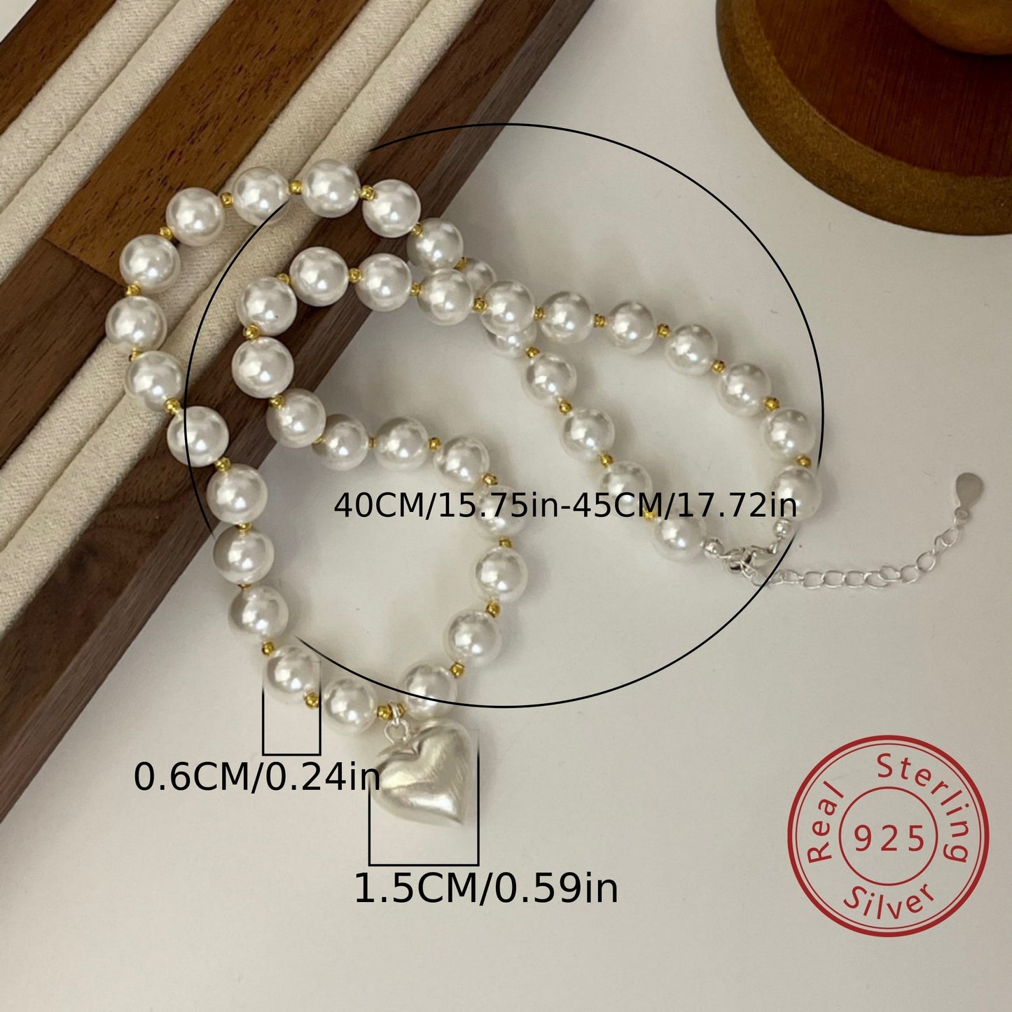 Stylish Boho 925 Sterling Silver and Shell Beaded Necklace featuring a Frosted Love Pendant - Ideal for Everyday Wear, Gifting, and Special Events