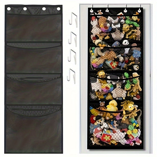 Stuffed Animal Storage Holder that Hangs Over the Door, Organizer Bag with Breathable Net for Bedroom, Living Room, or Closet - Perfect for Christmas, Halloween, or Thanksgiving Gifts.