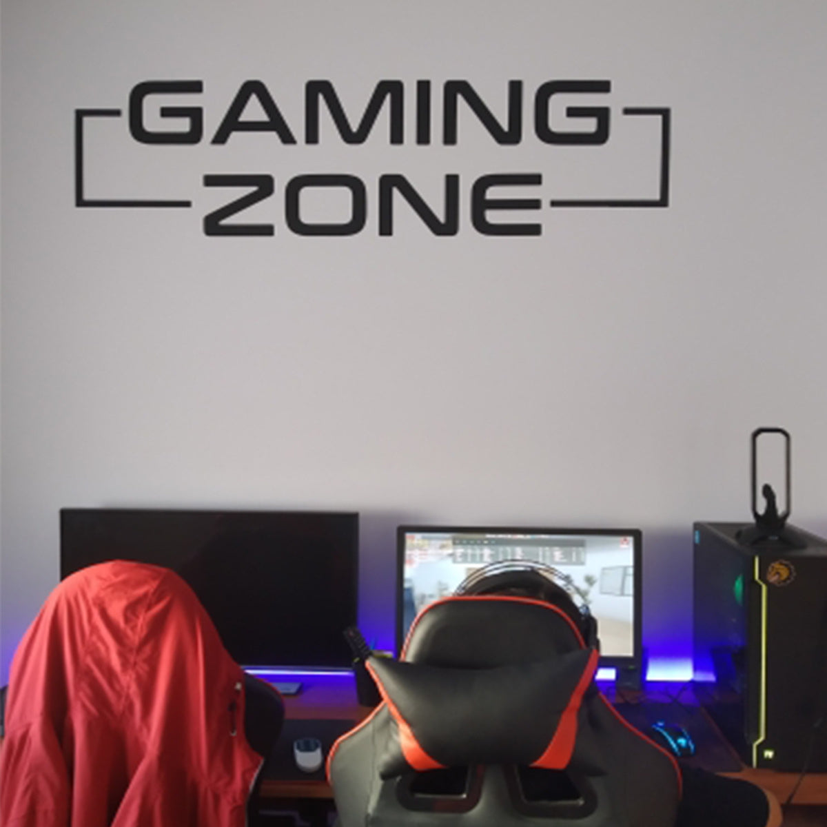 Black Creative Gaming Zone Wall Decal for Bedroom or Living Room Decoration.