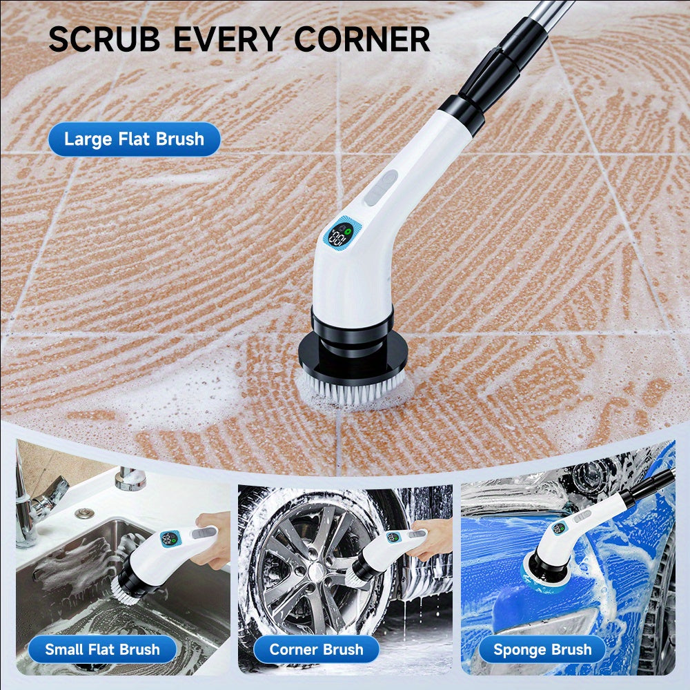 The Inskam Cordless Spin Scrubber with 7 Brush Heads offers dual speeds and a USB rechargeable lithium battery. This portable scrubber is perfect for cleaning hard surfaces in the bathroom, tub, tile, floor, car, living room, bedroom, and furniture.