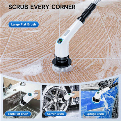 The Inskam Cordless Spin Scrubber with 7 Brush Heads offers dual speeds and a USB rechargeable lithium battery. This portable scrubber is perfect for cleaning hard surfaces in the bathroom, tub, tile, floor, car, living room, bedroom, and furniture.