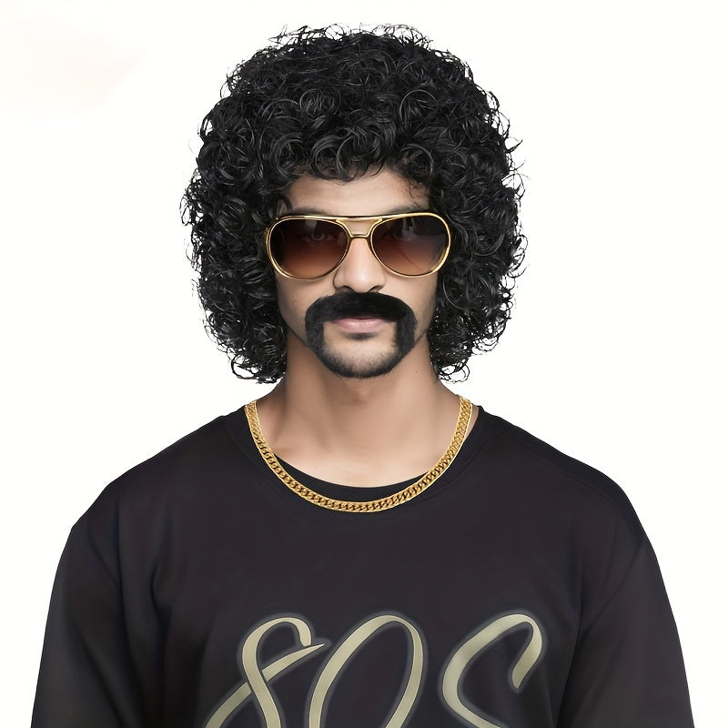 1 Piece Short Black Fluffy Disco Afro Wig for Anime Cosplay, Fancy Dress, and Funny Costume Parties for Men and Women