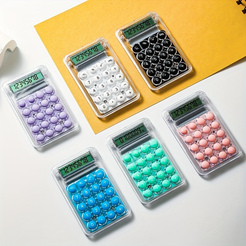 Mini cute 6-color pocket calculator with 8-digit display and portable design, perfect for students and office use.