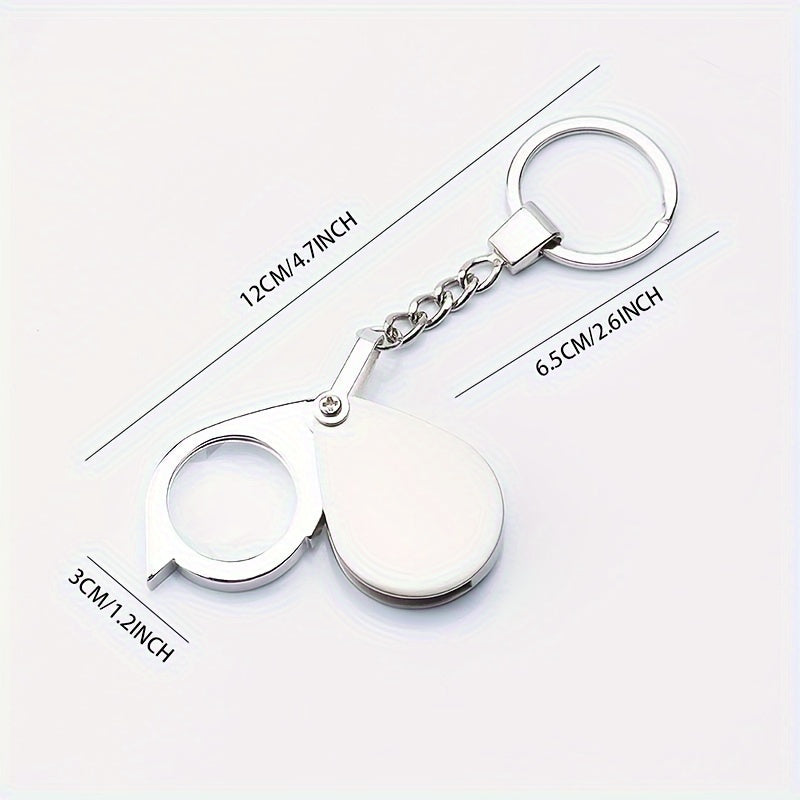 A premium gold keychain magnifying glass with high-definition glass, portable and foldable design perfect for reading small print.