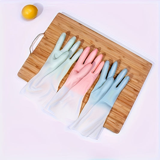 Premium waterproof kitchen dishwashing gloves designed for non-slip household tasks. These durable laundry gloves are essential cleaning supplies.