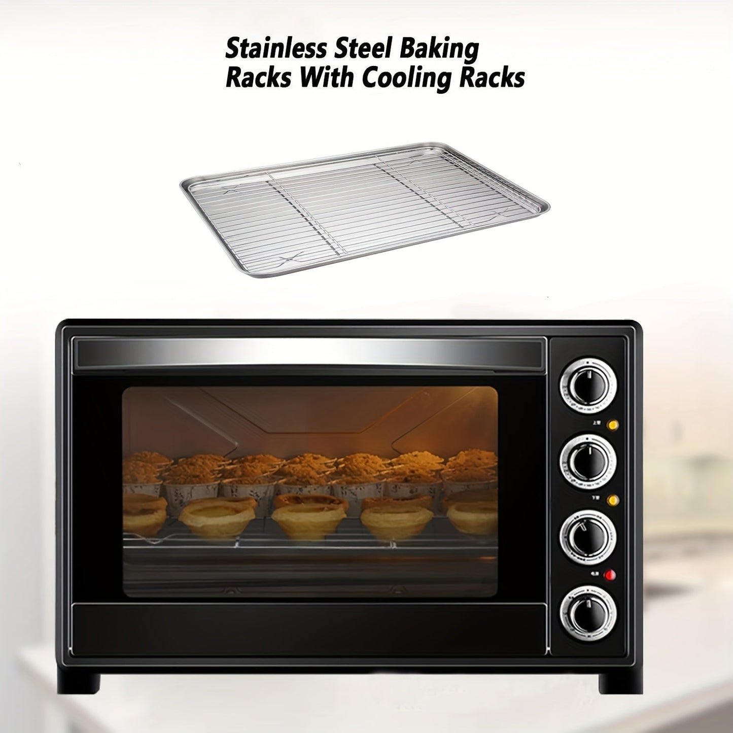 Essential Kitchen Set: Stainless Steel Baking Sheet and Cooling Rack - Safe for Dishwasher, Non-Toxic, Perfect for Compact Ovens - Great for Baking Cookies, Meats, Vegetables, and More