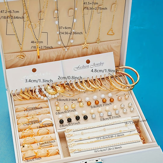 Vintage Elegant Jewelry Set with 86 pieces, including an alloy fashion butterfly necklace, earrings, studs, hollow rings. This multi-piece set is perfect for women to wear daily or for parties, making it an ideal Valentine's Day gift. It is suitable for