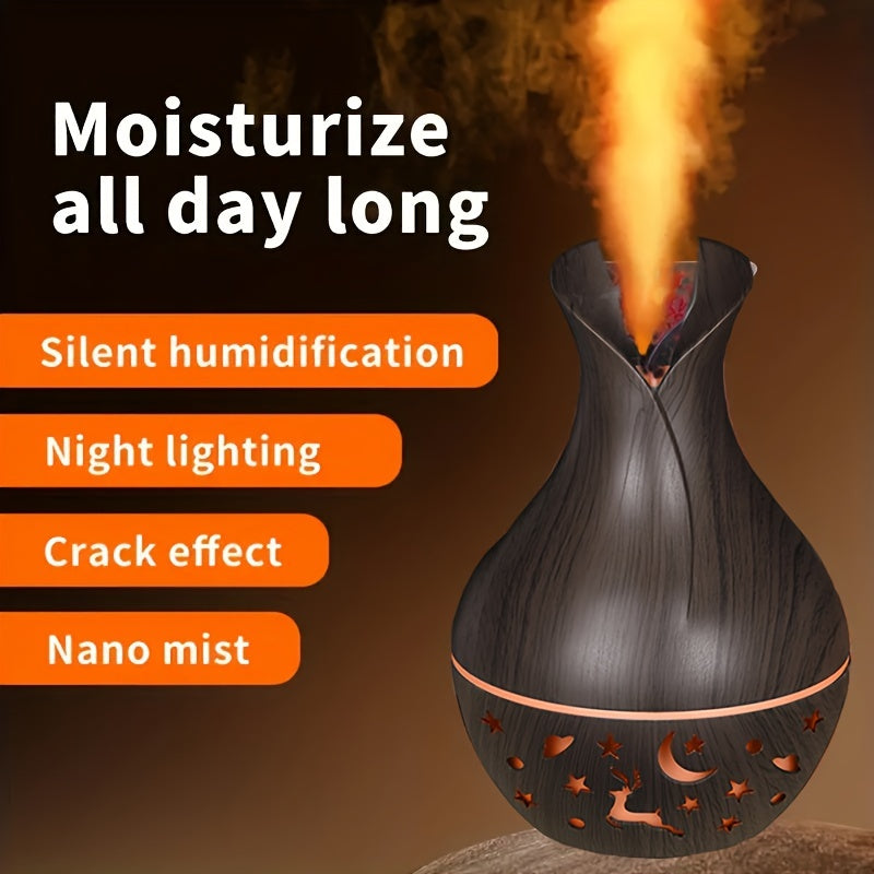 YAIAWISU Portable USB Humidifier with Essential Oil Diffuser: Quiet, Auto Shut-Off, 7 Color Lights, Nightlight - Ideal for Home & Office Use. Made of Plastic.