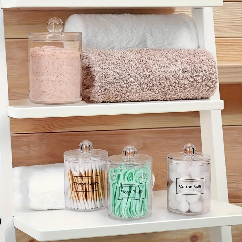 An acrylic storage box for swabs, toothpicks, makeup, medicine, and cosmetics.