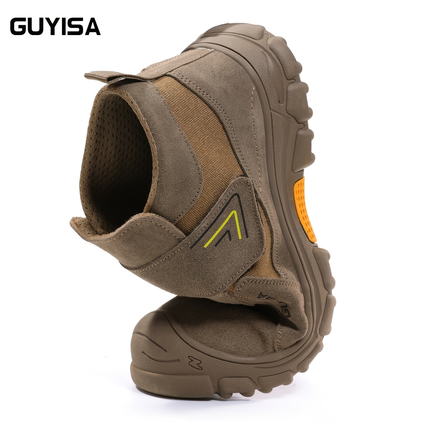 GUYISA Men'S Safety Work Shoes - Steel Toe, Round Toe, Mid-Top with Magic Tape, All-Season, Fire Retardant, Anti-Slip Rubber Sole, Breathable Fabric Lining, Durable Fabric Upper, Comfort