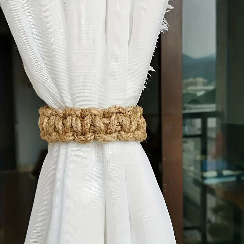 Linen Braided Curtain Tiebacks Set of 2 - Semi-Transparent Design Without Lining, Ideal for Enhancing Bedroom and Living Room Decor