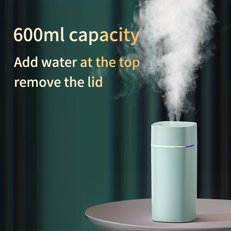 600ml USB Ultrasonic Air Humidifier for Home or Office, Dual Mist, Quiet Operation, Aromatherapy Compatible