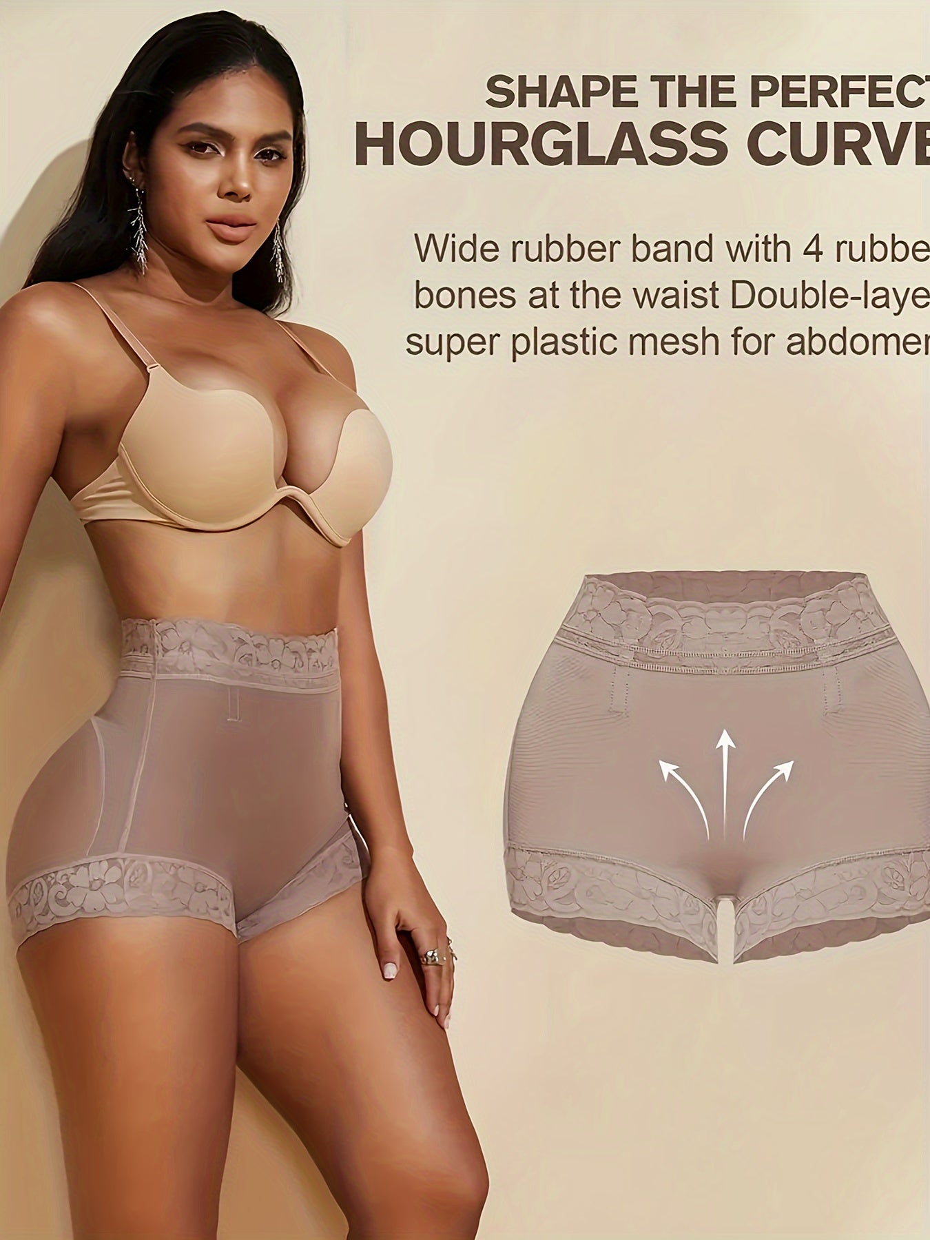 2 high-waisted shapewear panties for women with lace accents, tummy control, butt lifting, and versatile wear.