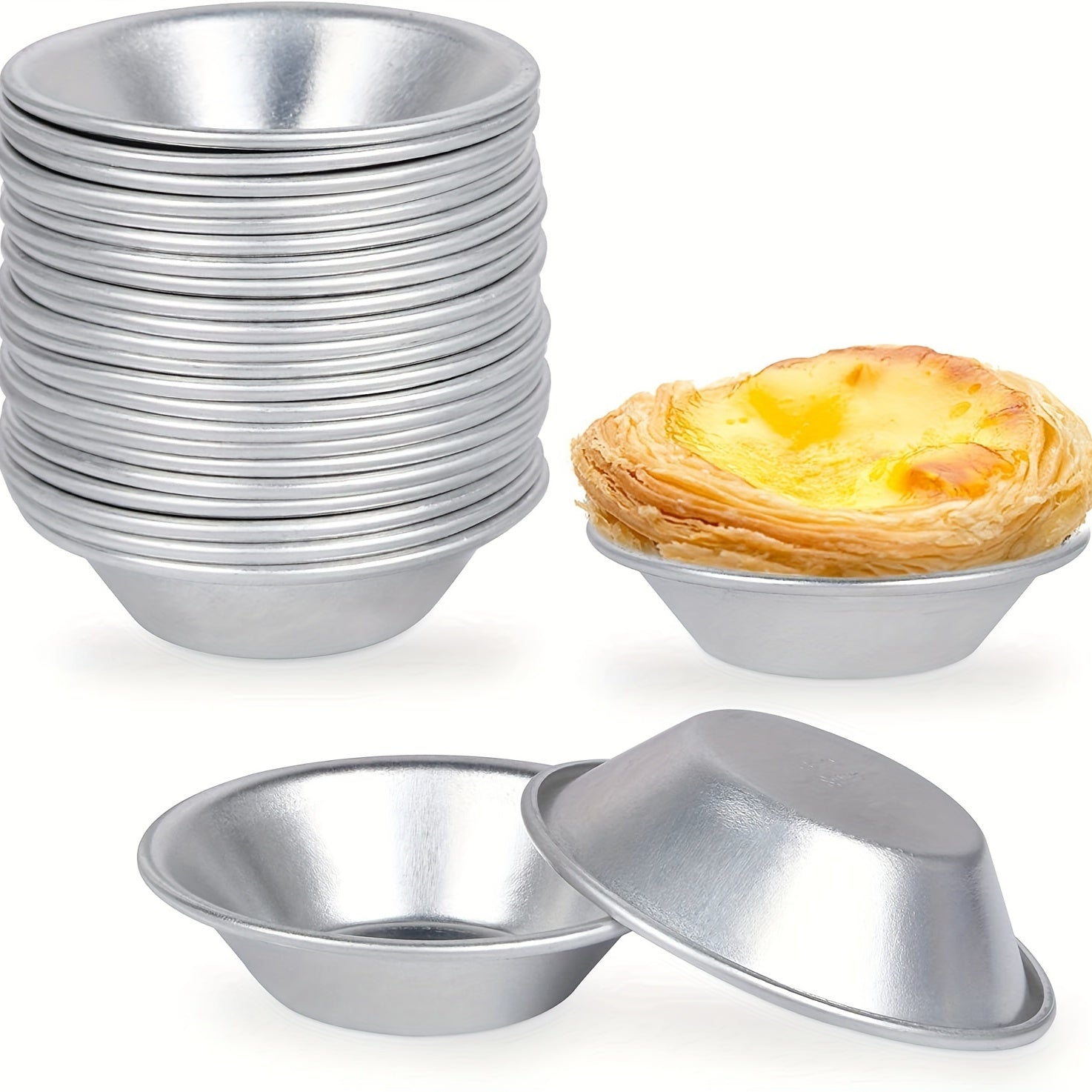 Egg Tart Molds - 10/20pcs Set of Aluminum Alloy Mini Tart Pans with Non-Stick Coating for Mini Pies, Puddings, and More - Essential Baking Tools and Kitchen Gadgets for Home Use