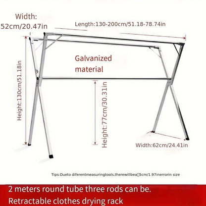 Durable Stainless Steel X-Shaped Folding Clothes Drying Rack, Versatile Indoor & Outdoor Laundry Hanger, Expandable Freestanding Drying Rack