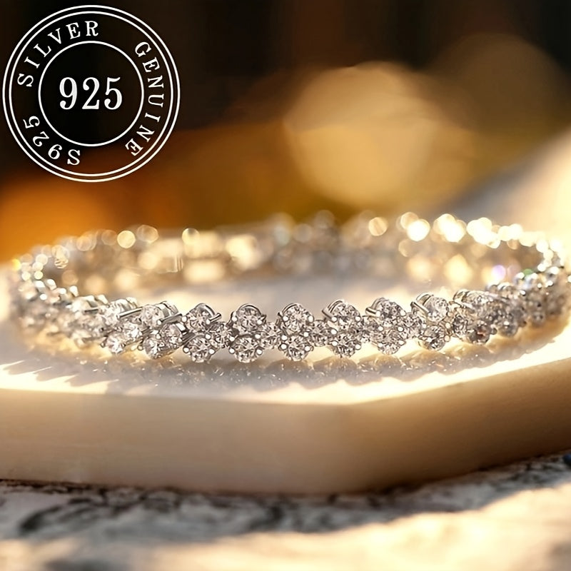 Sparkling Moissanite Bracelet in S925 Sterling Silver, Effortlessly Stylish and Versatile for Everyday Wear or Gifting