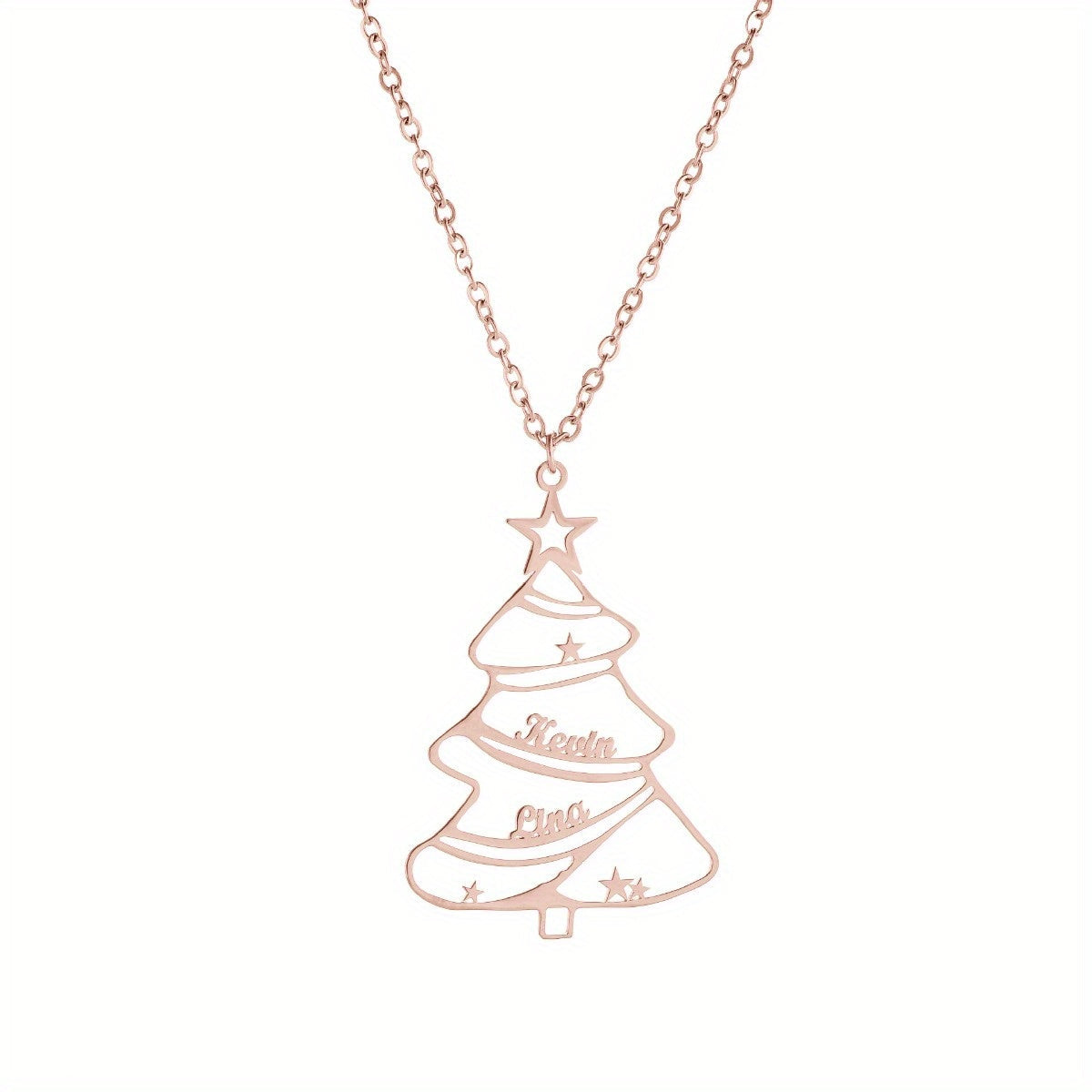 Custom Name Stainless Steel Christmas Tree Pendant Necklace - Simple and Cute Design, Great for Daily Wear and Holiday Gifts - Perfect for Mom, Sister, Wife, Girlfriend - Suitable for All Seasons, Ideal Christmas Gift.