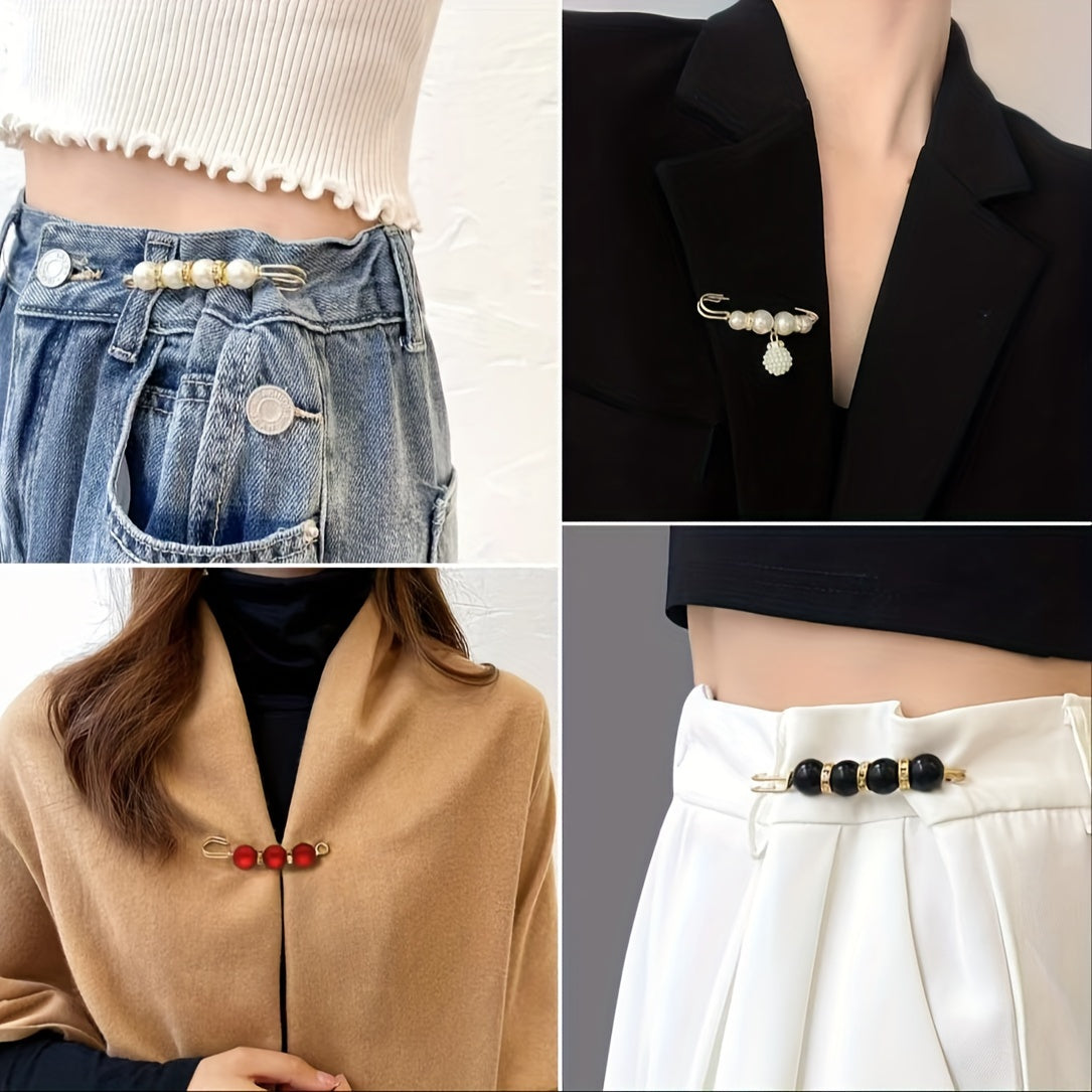 Set of 35 elegant alloy brooches featuring minimalist irregular shapes. Perfect for cinching the waist of jeans and dresses, these brooches also double as anti-exposure safety clips and clothing fasteners. Versatile lapel pins that can be worn as