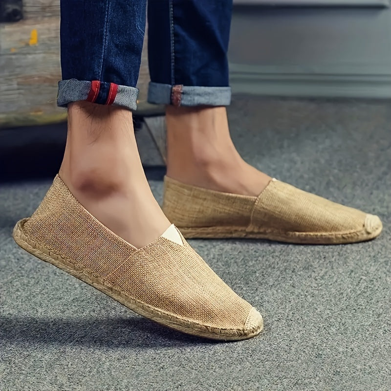 Men's slip-on espadrilles for casual comfort while walking.