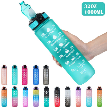 Leak-proof 32oz Gradient Water Bottle with Carry Strap for Hiking & Active Lifestyles, PVC-Free