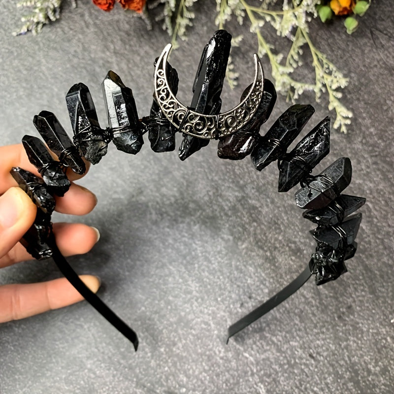 Vintage Crystal Quartz Headband, a unique hair accessory for women made from natural crystals.