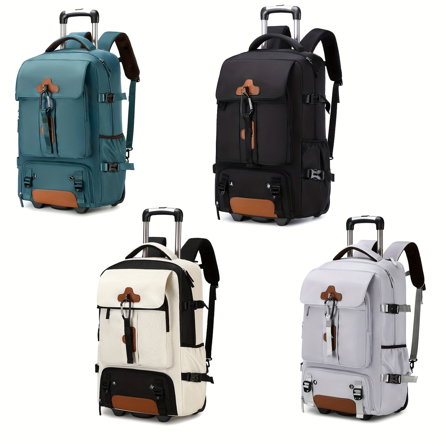 Rolling backpack for 17-inch laptop with shoe compartment for men and women. Suitable for business and school.