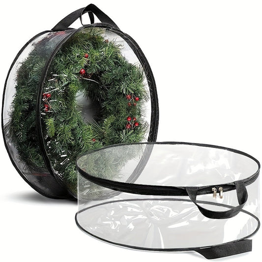 Sturdy Waterproof Storage Bag with Handle for Christmas Wreaths - Ideal for Artificial Garlands, Zippered Organizer, Christmas Wreath Storage Solution