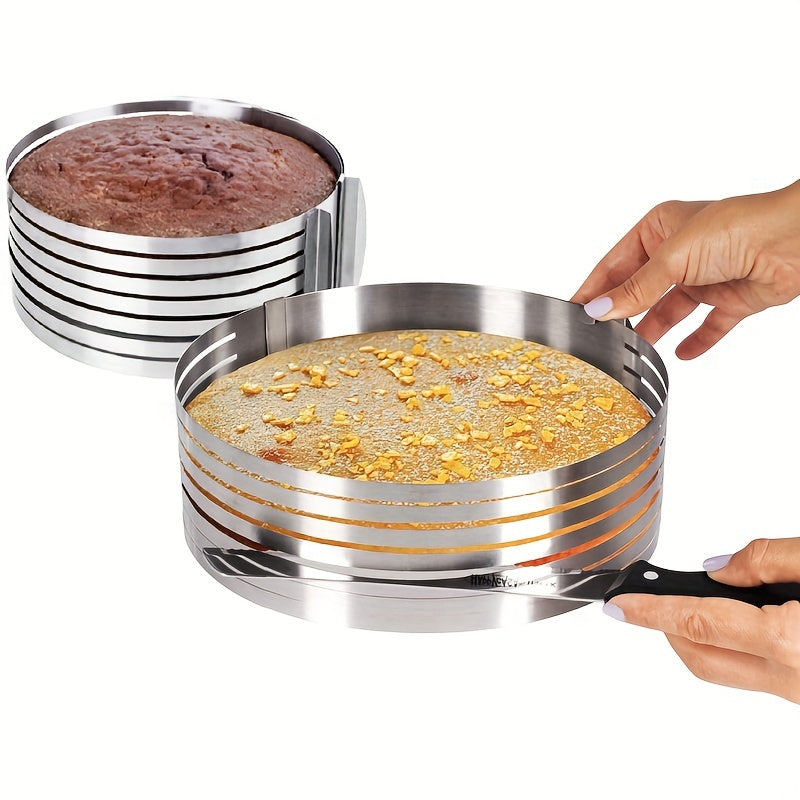 Cake Slicing Tool - Adjustable Stainless Steel Cake Cutter Ring with 7 Levels for Perfect Slices - Two Size Options Available: 15.24-20.32cm or 22.86-30.48cm