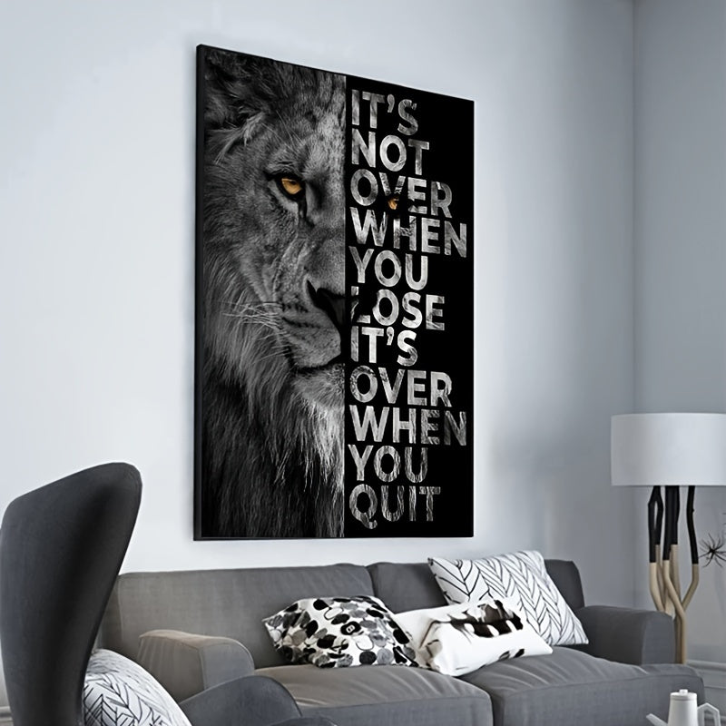 Lion motivational poster canvas print for home or office decor, size 39.88*59.94cm, unframed.