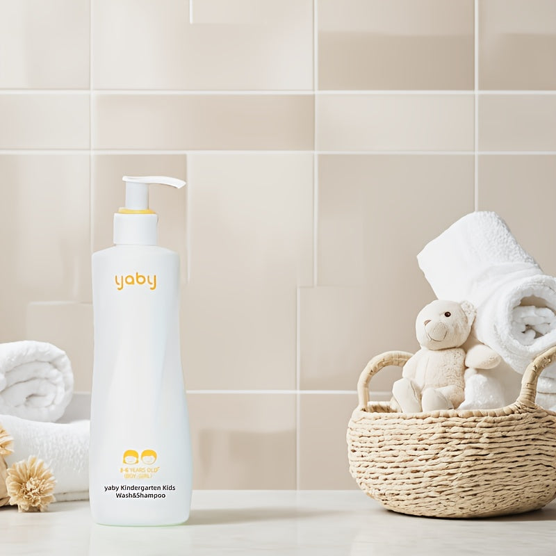 Introducing the 1pc Yaby Kindergarten Kids 2-in-1 Wash & Shampoo! Perfect for boys and girls aged 3-6, this gentle formula is designed to hydrate and nourish delicate skin and hair. With a sweet nutty aroma, this product creates a rich foam for a