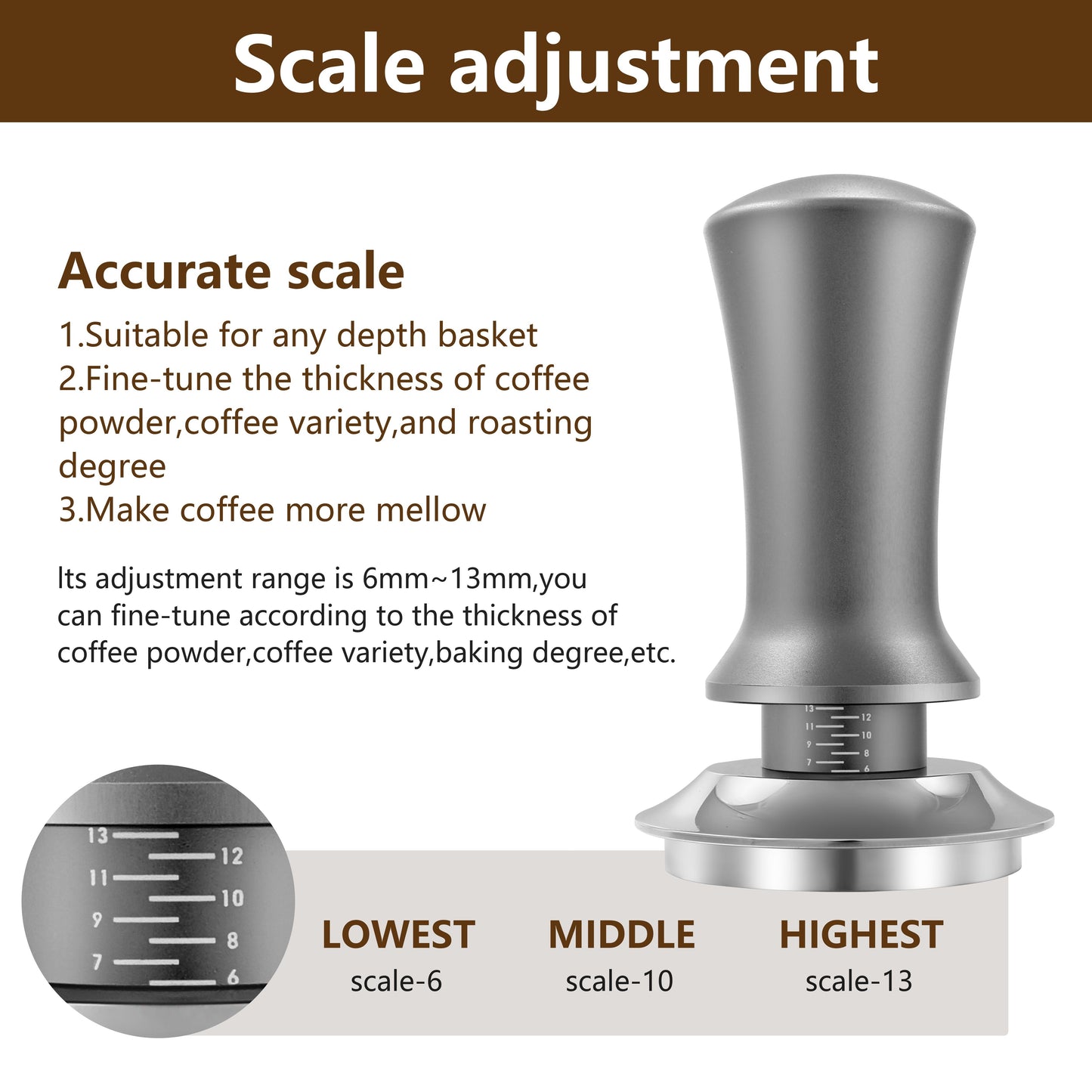 Espresso Tamper Set with Calibrated 51/53/58mm Sizes and Spring Loaded Handle, Stainless Steel Flat Base Coffee Tamper