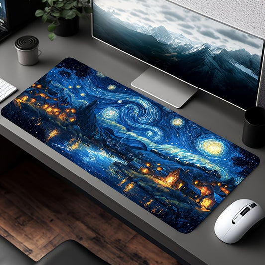 Artistic gaming mouse pad inspired by Starry Night - non-slip, water-resistant, precise control, perfect for gamers and professionals.