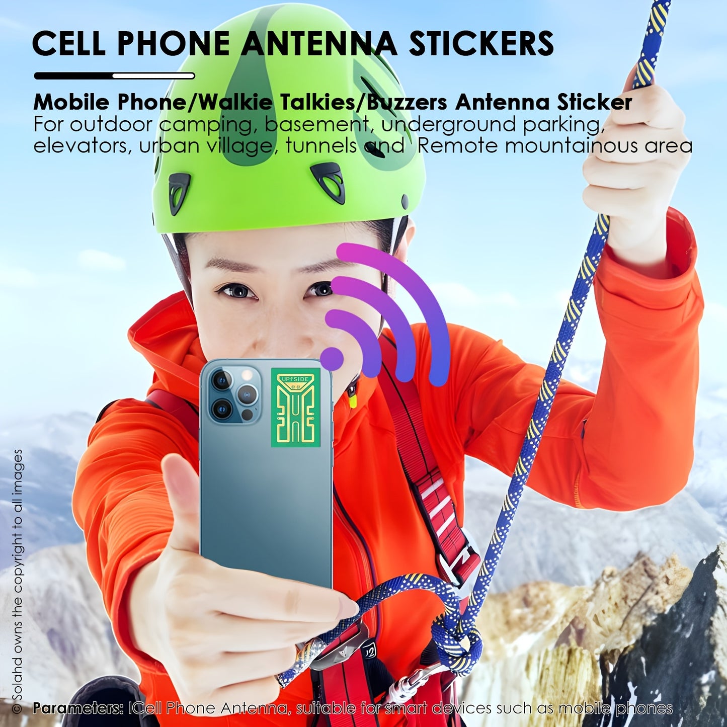 Compact, lightweight antenna stickers for portable devices enabling network connections in isolated areas, ideal for outdoor enthusiasts. Can be used with computers and wireless gadgets.