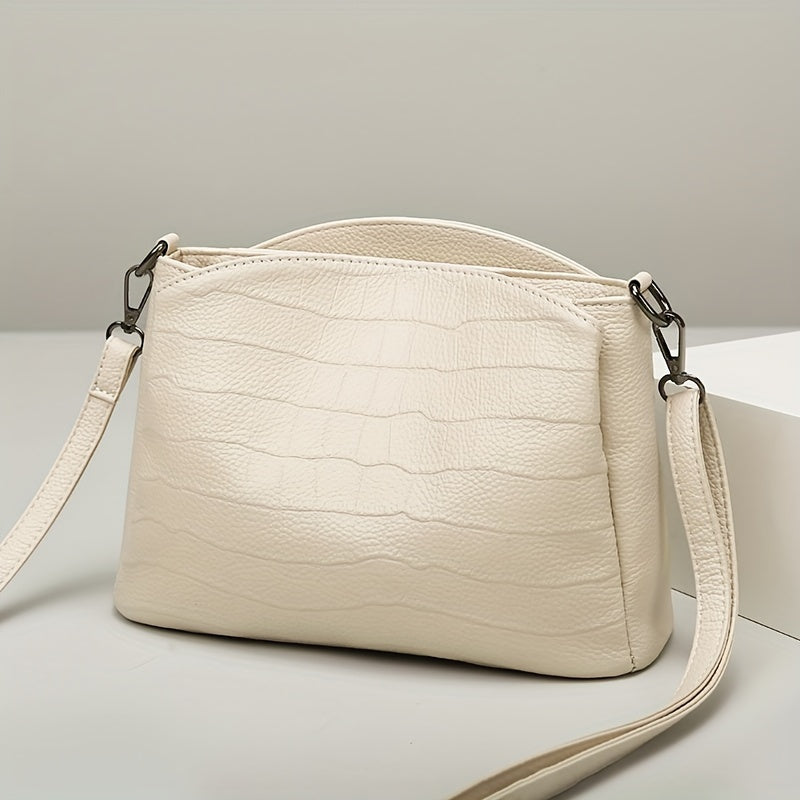 New fashion leather crossbody bag for women with multiple layers and soft leather shoulder strap.