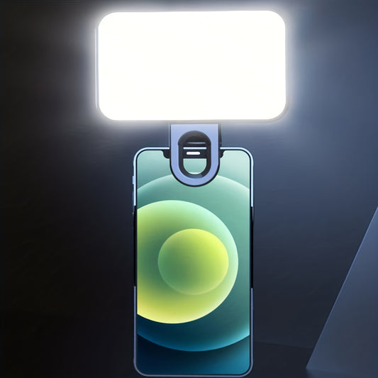 Mini clip-on fill light for mobile phones.