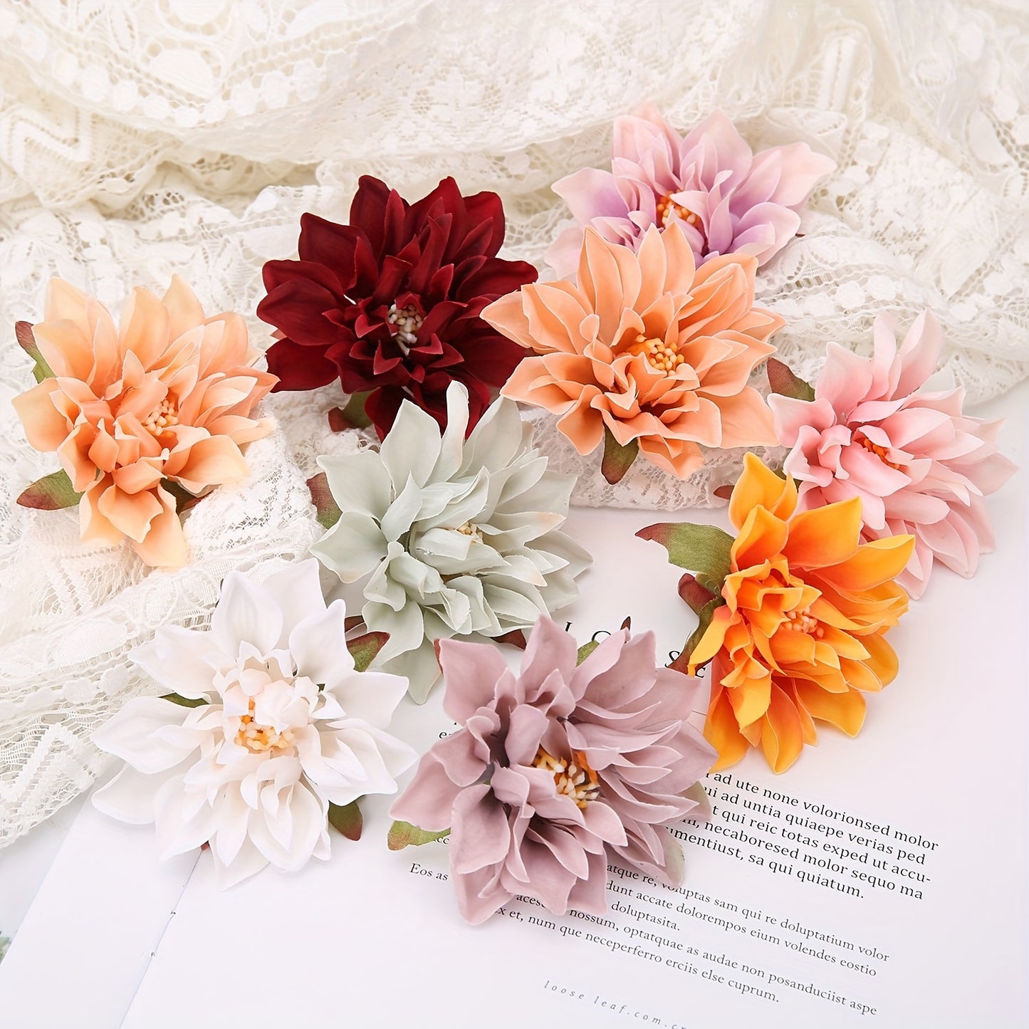 10 handmade Chrysanthemum head silk flowers for DIY home party favors and wedding decoration