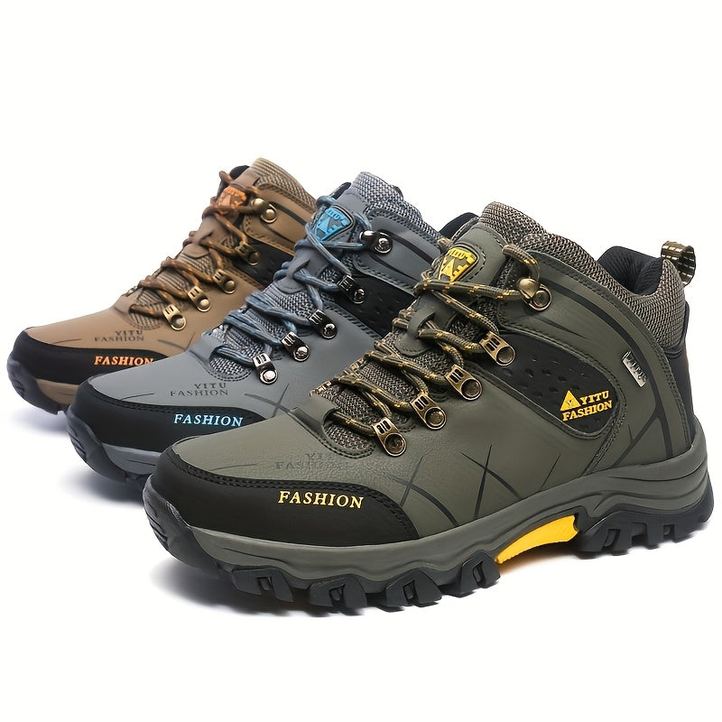 Men's Lace-up Boots, High Top Sneakers, Outdoor Hiking Shoes