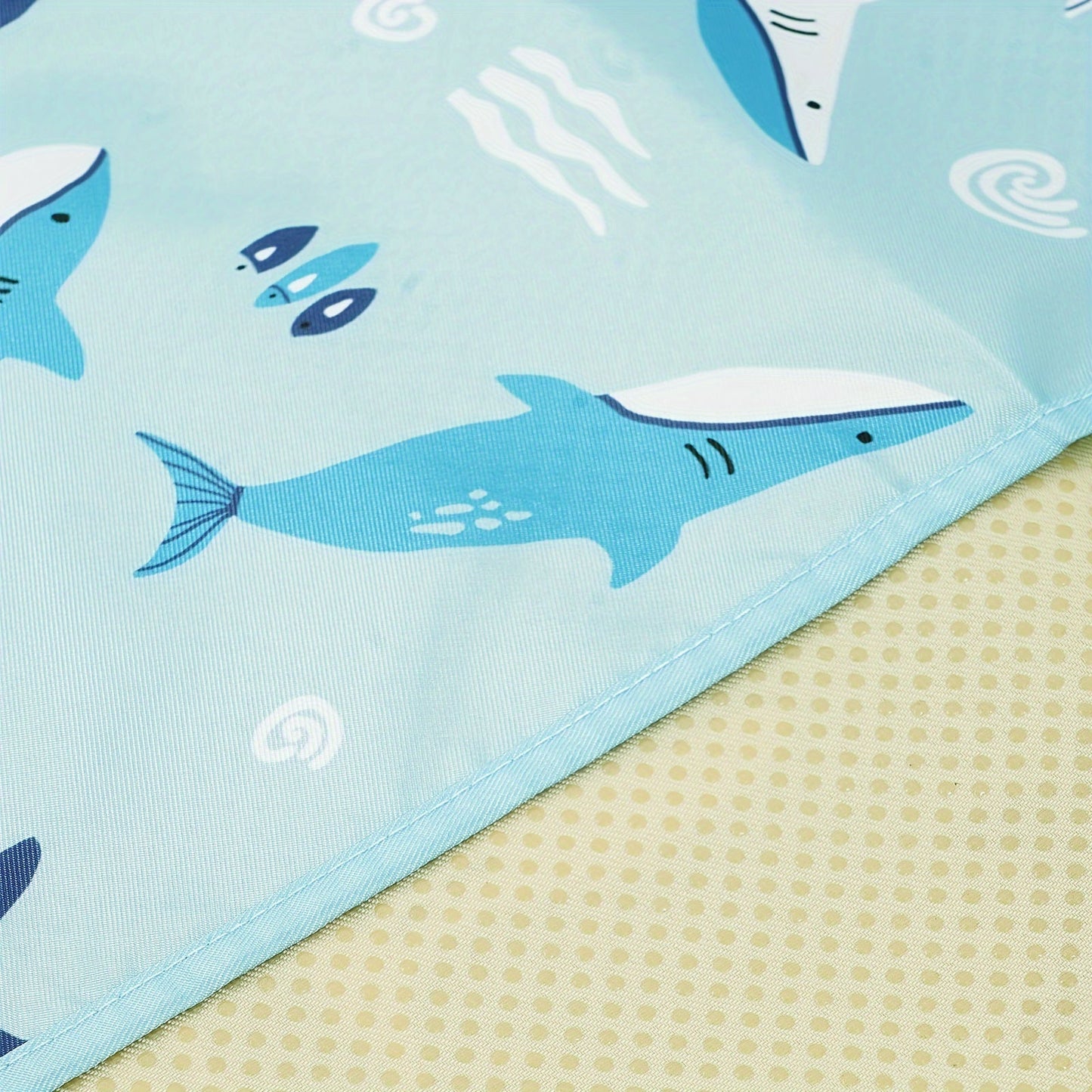 Baby Play Mat - 109.98cm x 109.98cm, Waterproof and Foldable Non-Slip Floor Mat for Infants and Toddlers, Suitable for Playtime and Tummy Time for Ages 0-3 Years. Made of Easy-to-Clean Polyester Fiber with a Cute Whale Pattern.