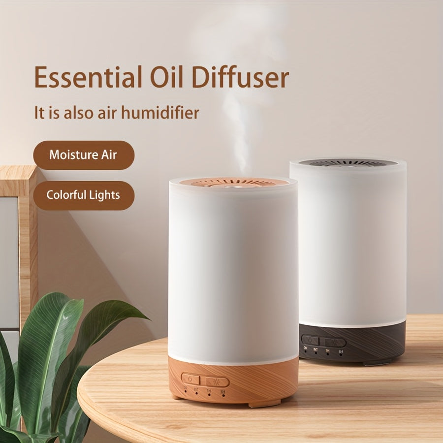 1pc USB powered Soundwave technology humidifier with aroma diffuser, 7 adjustable colors of atmosphere light, button control, silent cold mist, and small household size for bedroom.