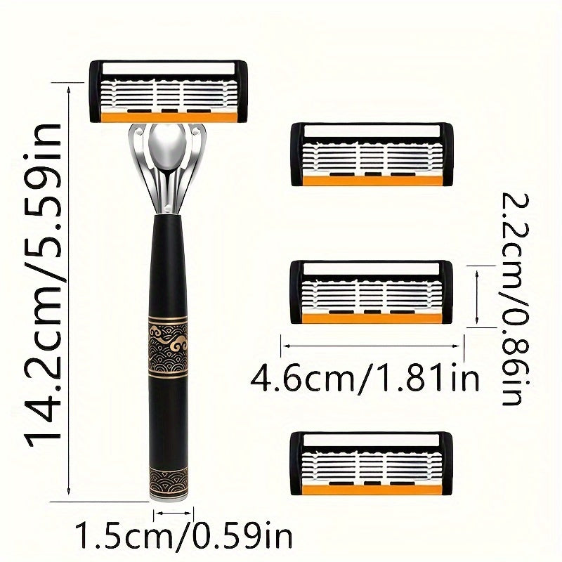 Men's premium stainless steel safety razor with ultra-sharp blades for smooth shaving and easy cleaning. Includes replacement blades for a close shave.