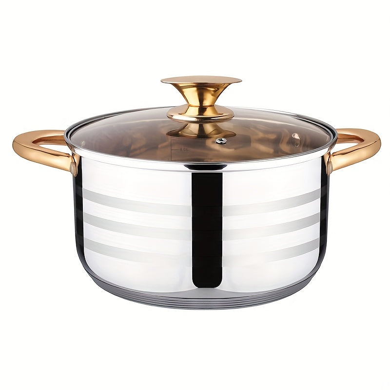 One-piece Soup Pot: Premium Stainless Steel Small Soup Pot with Double Handles for Stews, Noodles, Desserts. Ideal for Pasta, Steak Sauce, Porridge, and Ramen.