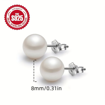 These elegant retro-style sterling silver earrings feature pearl beads, weighing 1g. They are low-allergy and make the perfect gift for women.