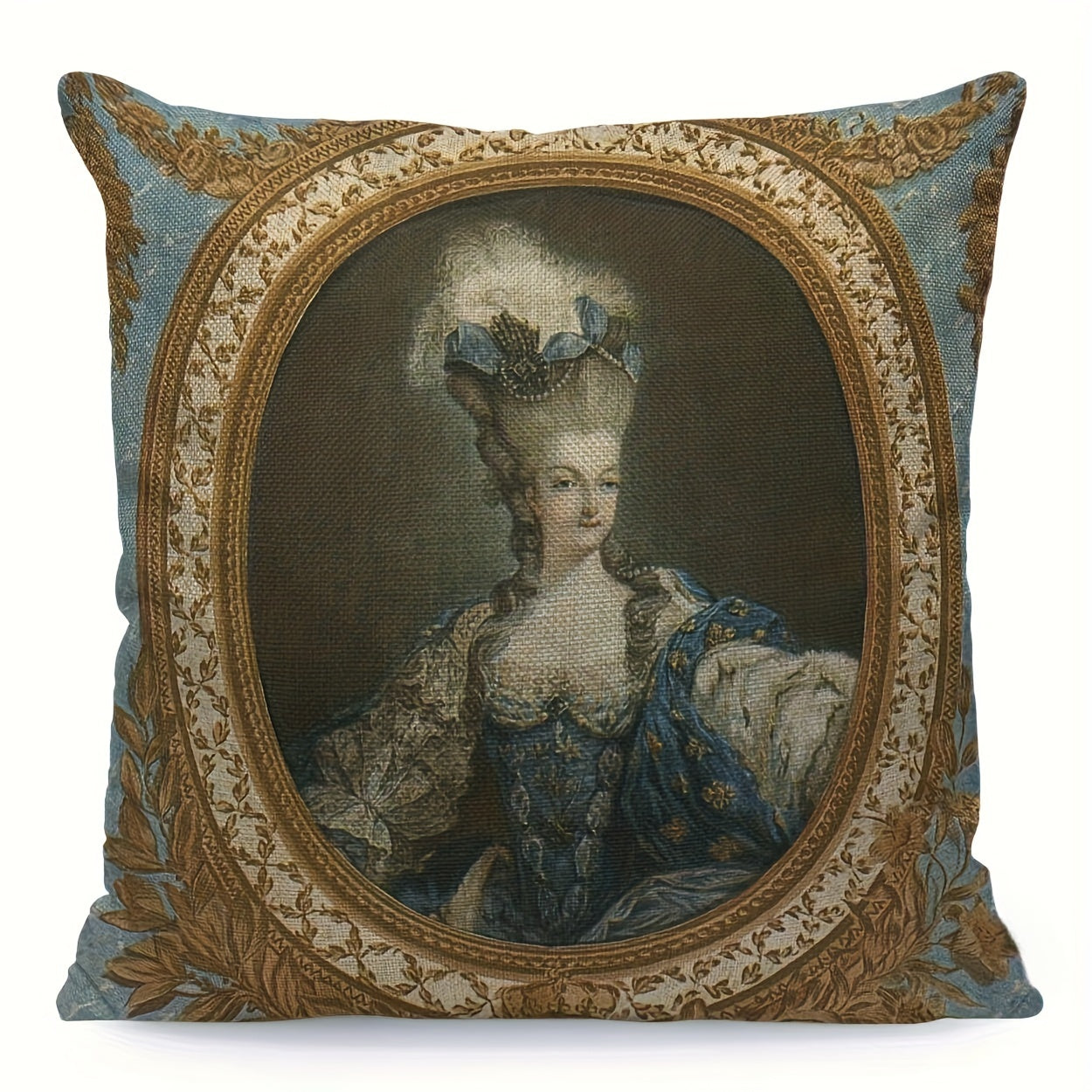 Elegant 1pc Marie Antoinette Portrait Fine Art Pillow Cover made of polyester, measuring 45.72x45.72 cm. This decorative cushion case features an elegant design and is perfect for adding a touch of sophistication to your bedroom, living room, sofa, or