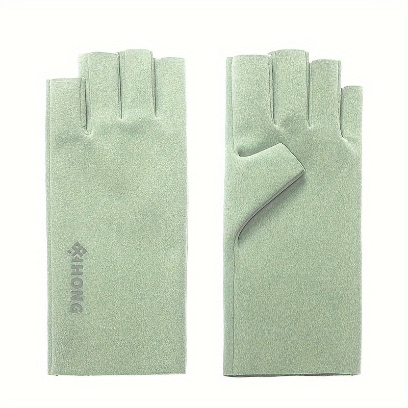 Slim and warm half-finger gloves for winter office use, made of thermal fabric for touch screen typing.